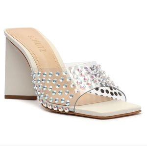 New In Box Schutz Lizah Crystal Vinyl Sandal NWT